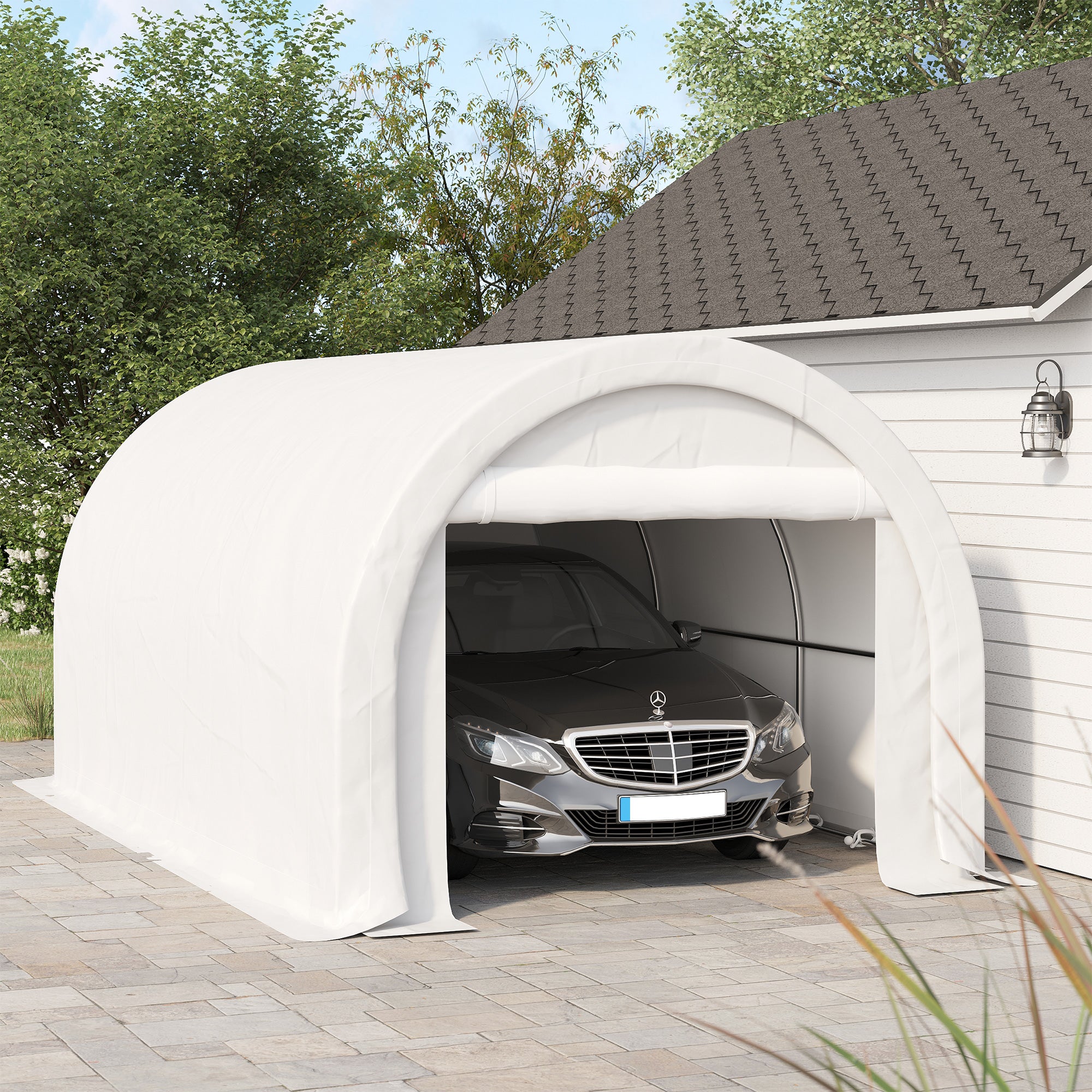 10' x 16' Heavy Duty Portable Carport Tent - White-DECOROLALA