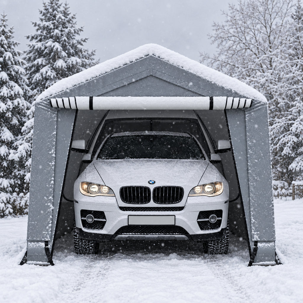 10 x 16/10 x 20 Feet Outdoor Heavy-Duty Carport with 2 Doors-10 x 16 ft-Carports-DECOROLALA