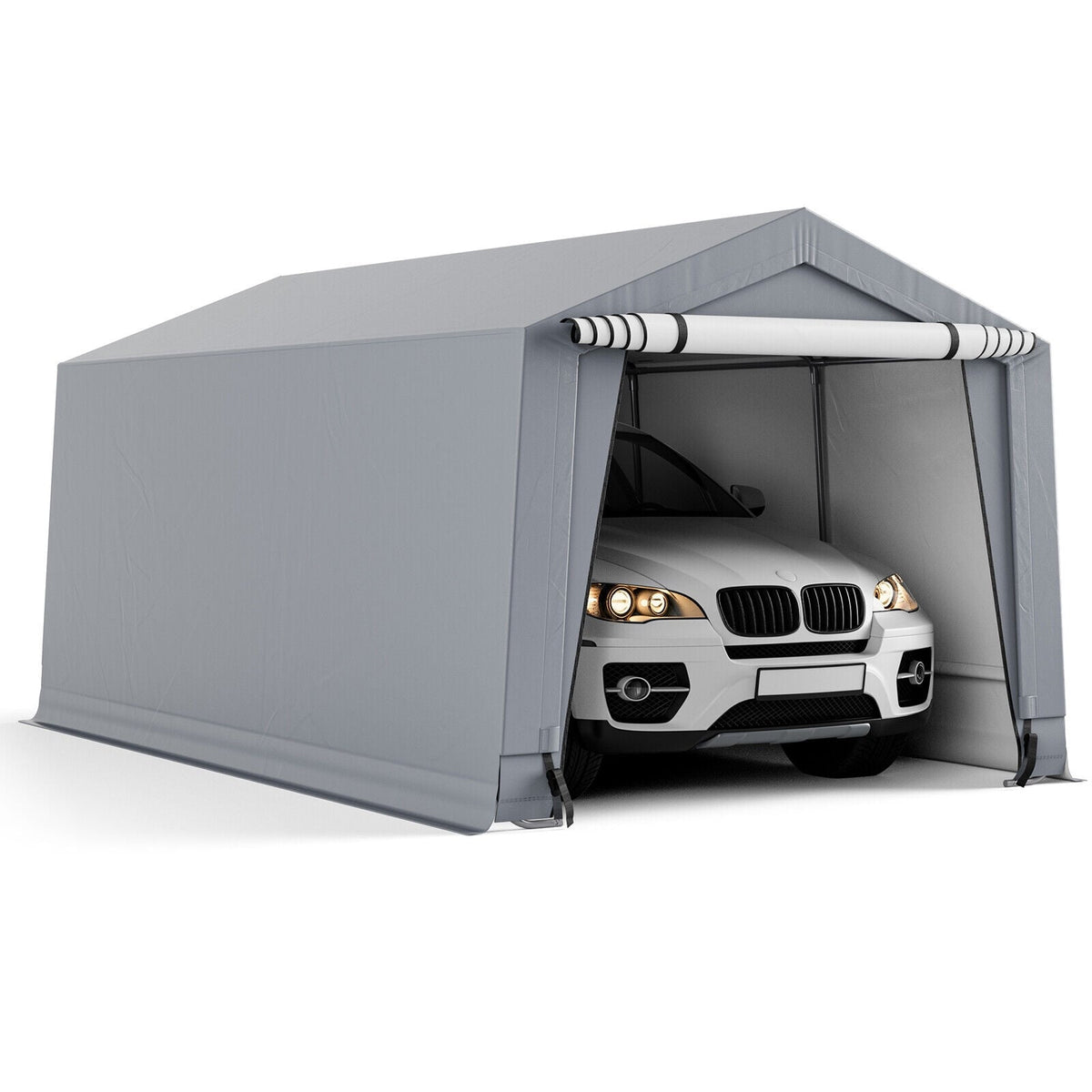 10 x 16/10 x 20 Feet Outdoor Heavy-Duty Carport with 2 Doors-10 x 16 ft-Carports-DECOROLALA