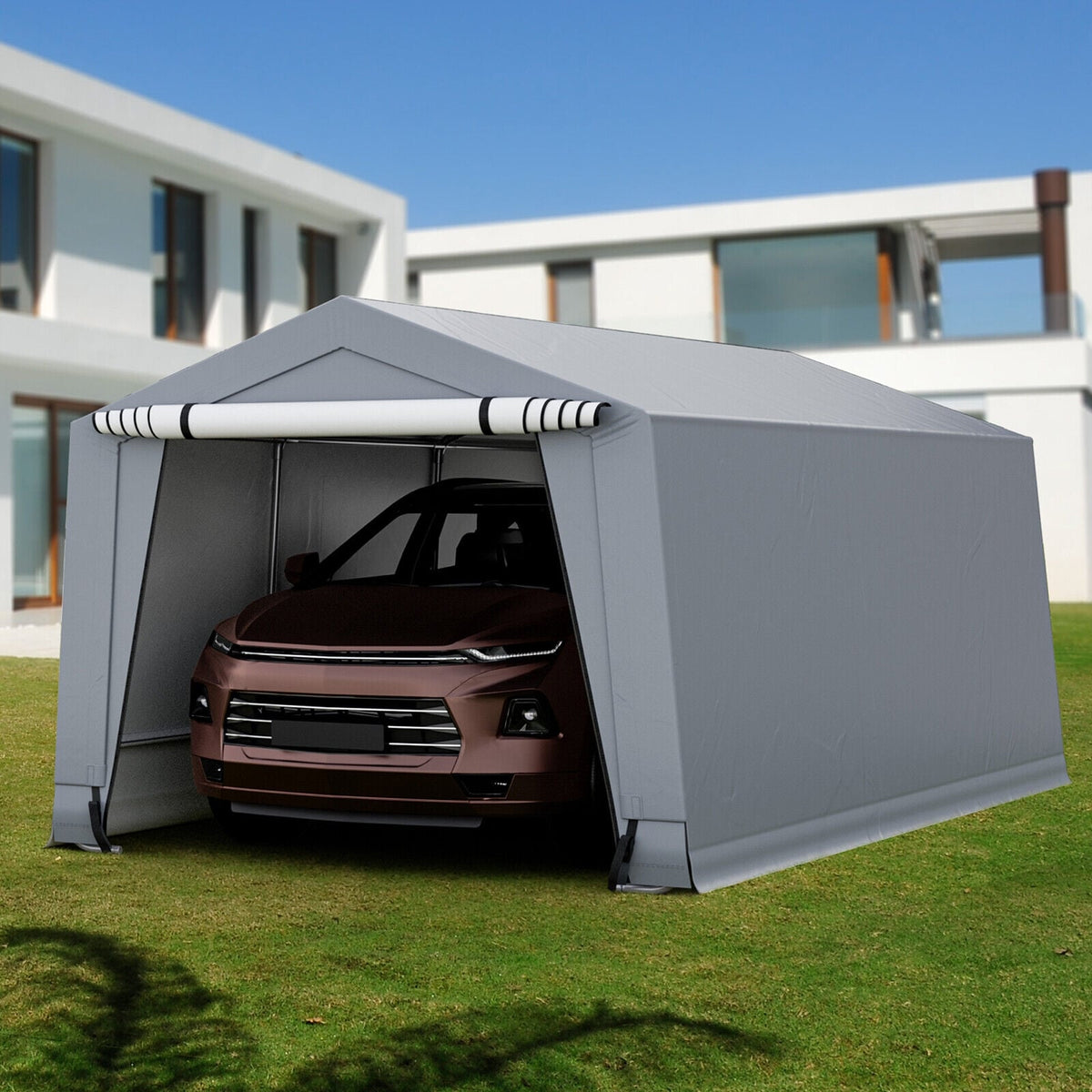 10 x 16/10 x 20 Feet Outdoor Heavy-Duty Carport with 2 Doors-10 x 20 ft-Carports-DECOROLALA