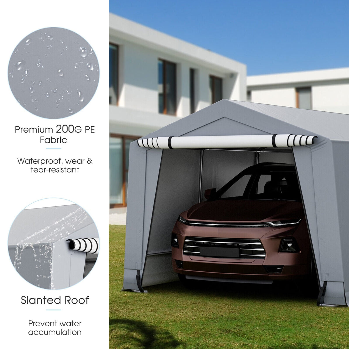 10 x 16/10 x 20 Feet Outdoor Heavy-Duty Carport with 2 Doors-10 x 20 ft-Carports-DECOROLALA