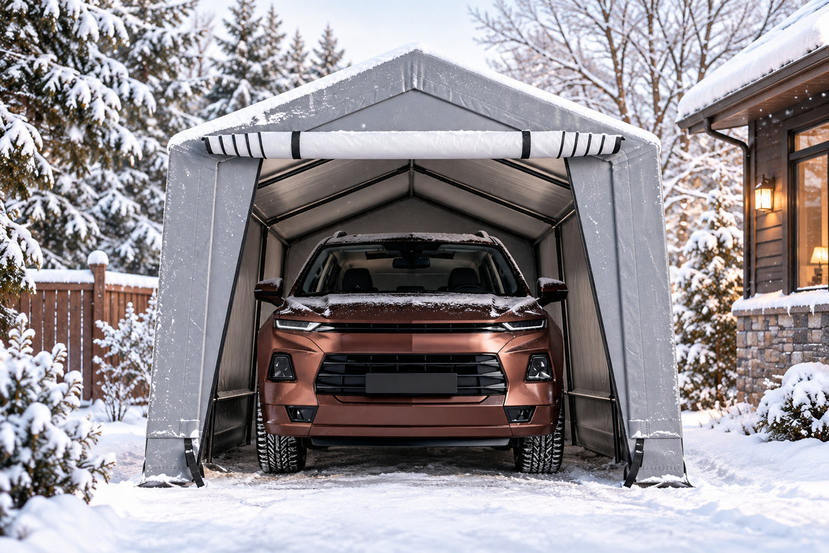 10 x 16/10 x 20 Feet Outdoor Heavy-Duty Carport with 2 Doors-10 x 20 ft-Carports-DECOROLALA