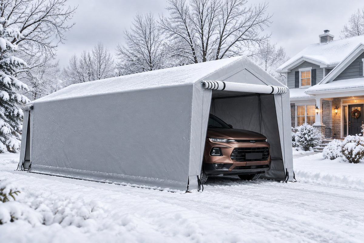 10 x 16/10 x 20 Feet Outdoor Heavy-Duty Carport with 2 Doors-10 x 20 ft-Carports-DECOROLALA