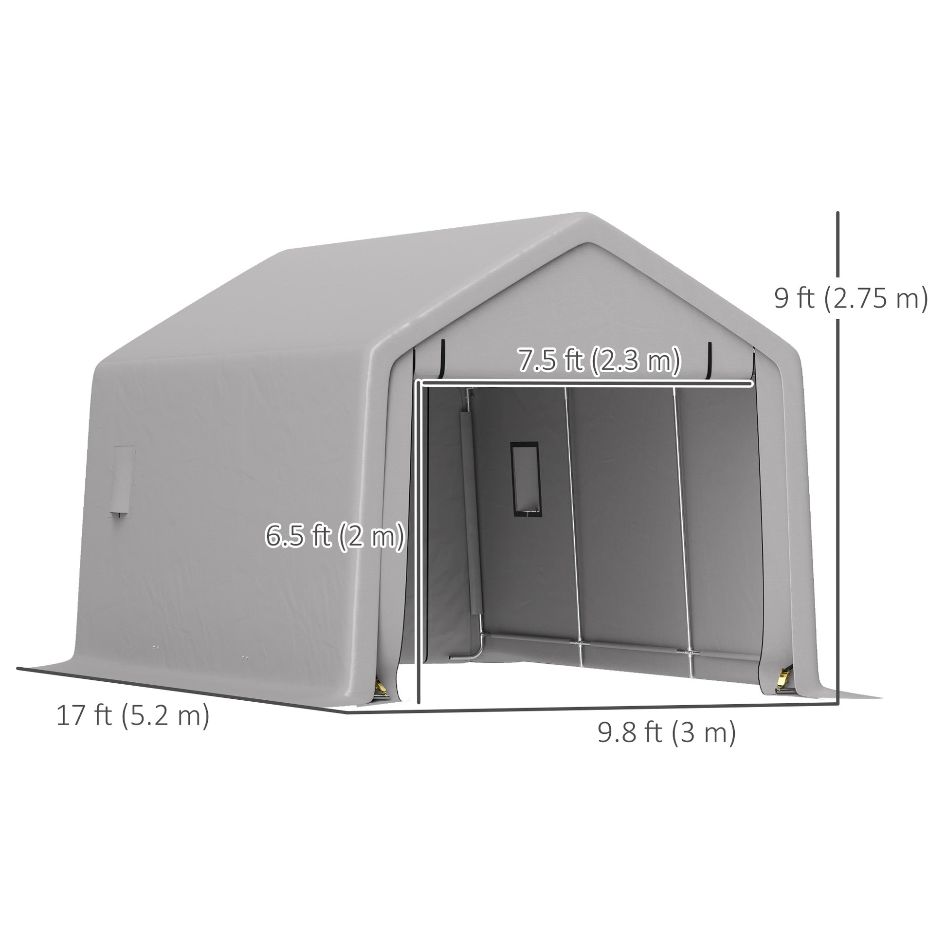 10 x 17 ft Heavy Duty Carport Portable Garage - Grey-Patio & Garden > Wedding & Events Tents > Car Shelters-DECOROLALA