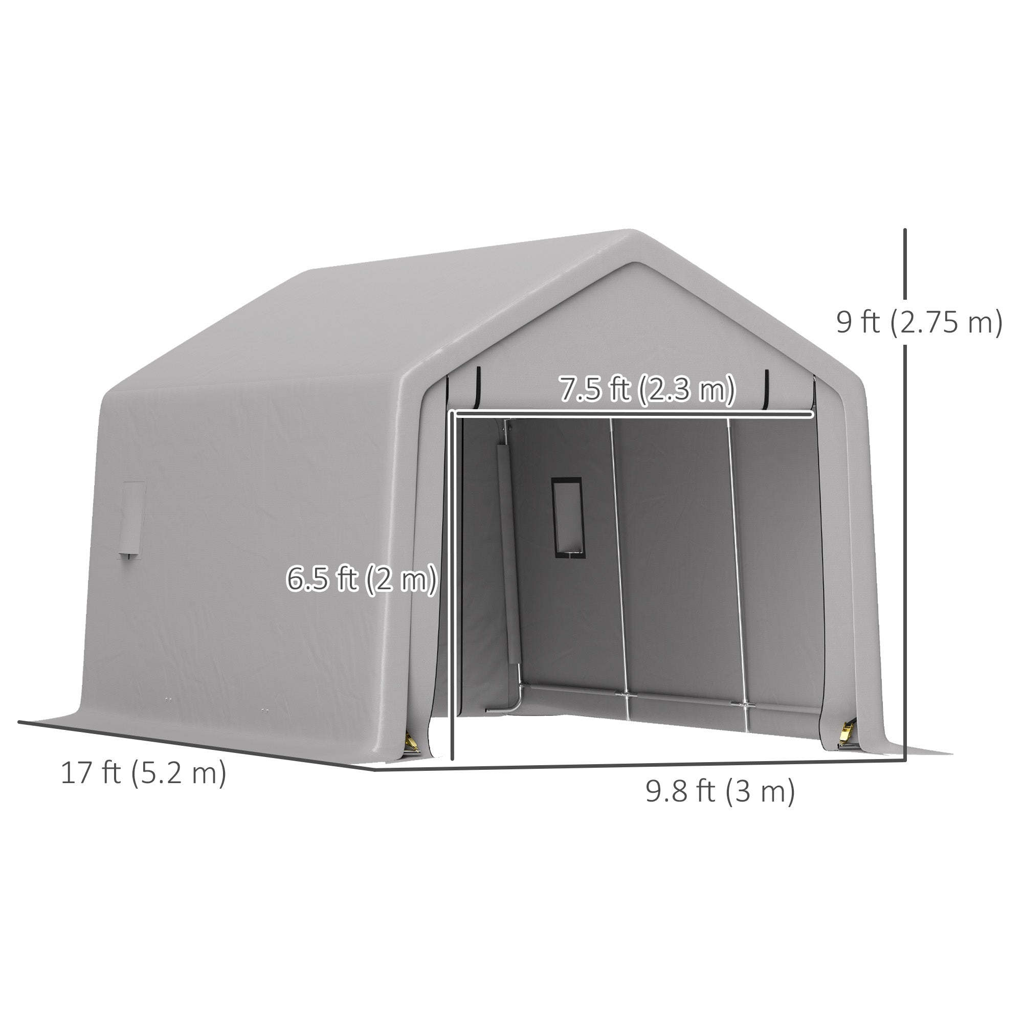 10 x 17 ft Heavy Duty Carport Portable Garage - Grey-Patio & Garden > Wedding & Events Tents > Car Shelters-DECOROLALA