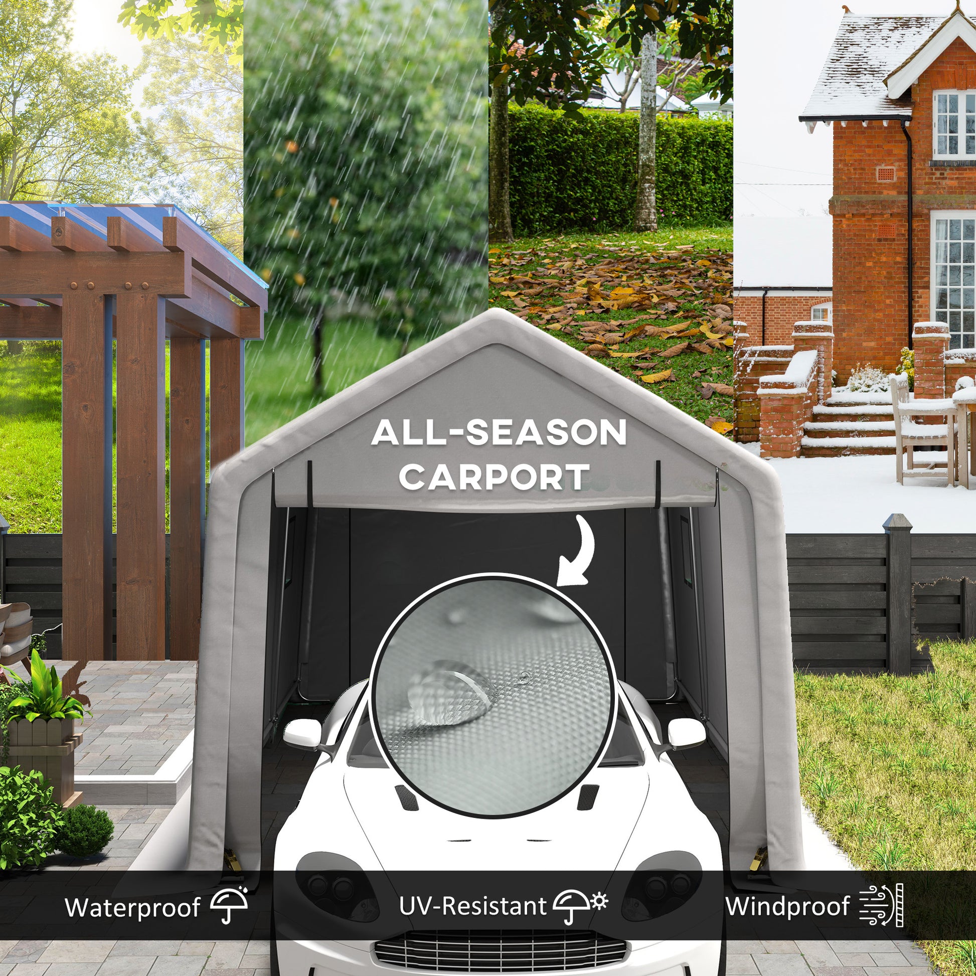 10 x 17 ft Heavy Duty Carport Portable Garage - Grey-Patio & Garden > Wedding & Events Tents > Car Shelters-DECOROLALA