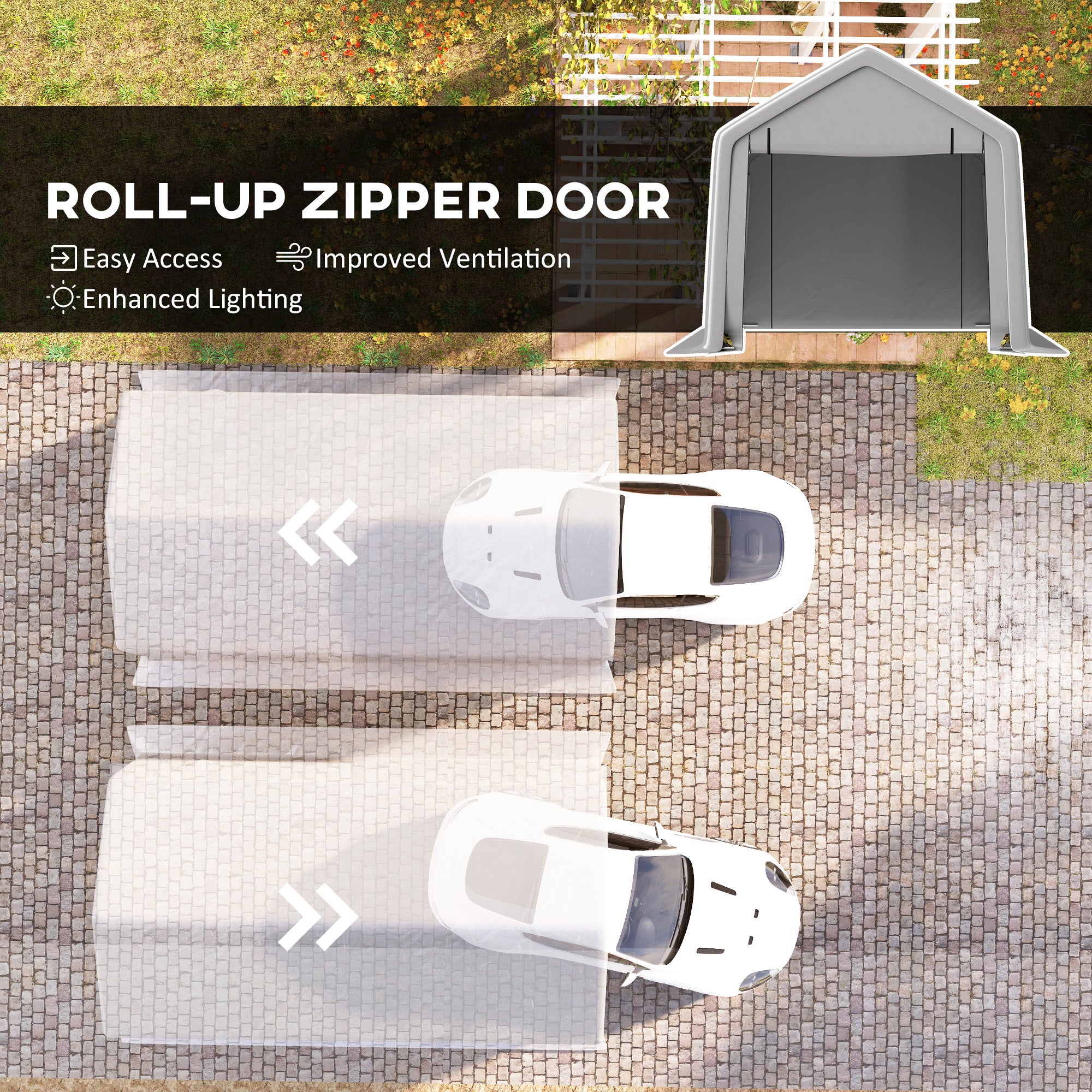 10 x 17 ft Heavy Duty Carport Portable Garage - Grey-Patio & Garden > Wedding & Events Tents > Car Shelters-DECOROLALA