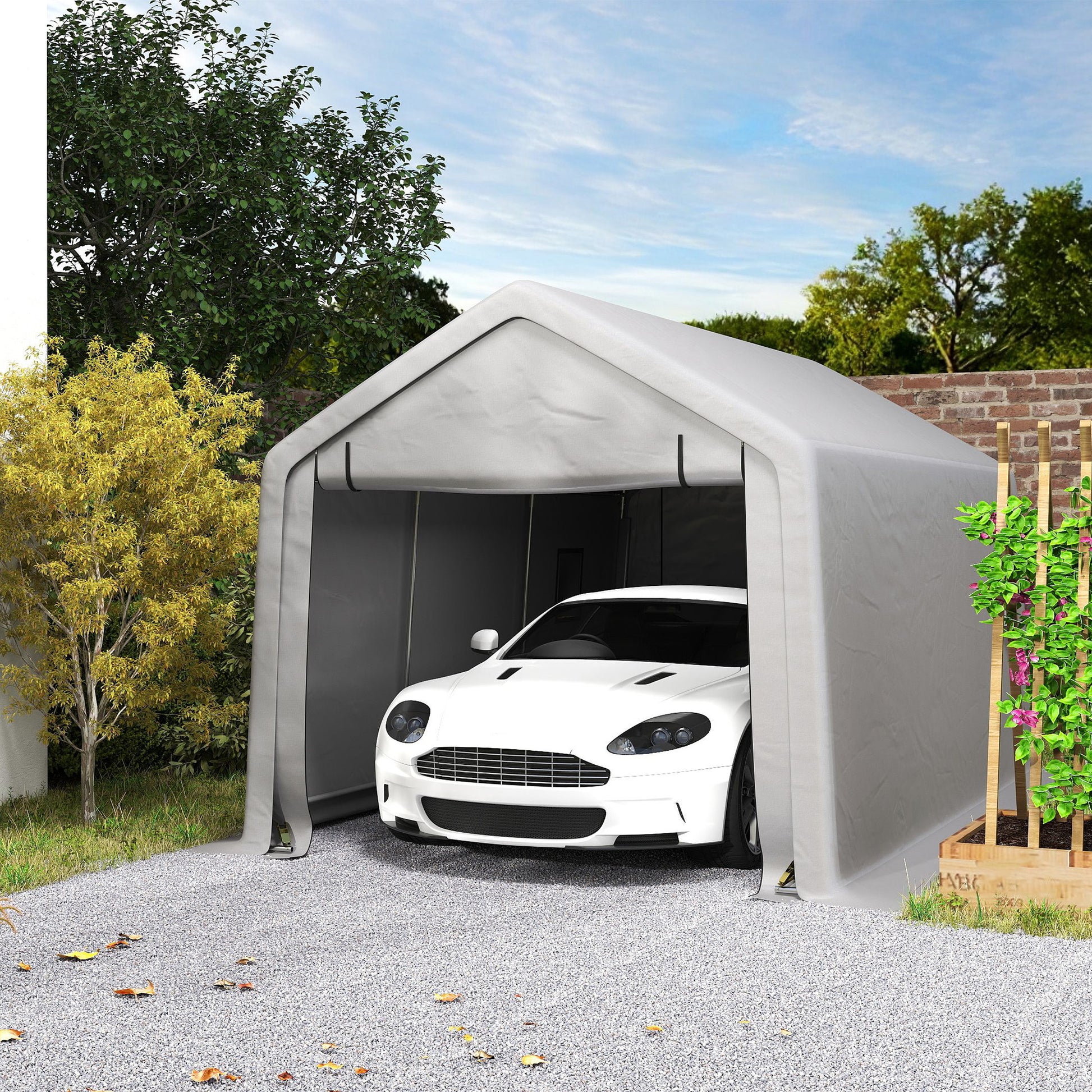10 x 17 ft Heavy Duty Carport Portable Garage - Grey-Patio & Garden > Wedding & Events Tents > Car Shelters-DECOROLALA