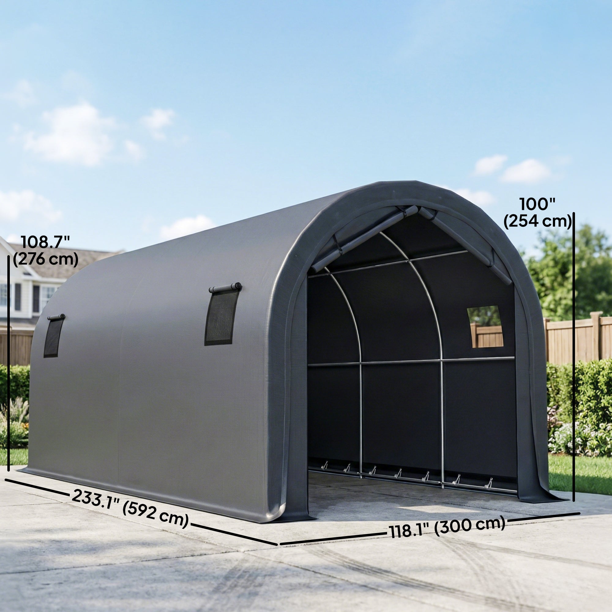10' x 19' Heavy Duty Carport Portable Garage - Dark Grey-Patio & Garden > Wedding & Events Tents > Car Shelters-DECOROLALA