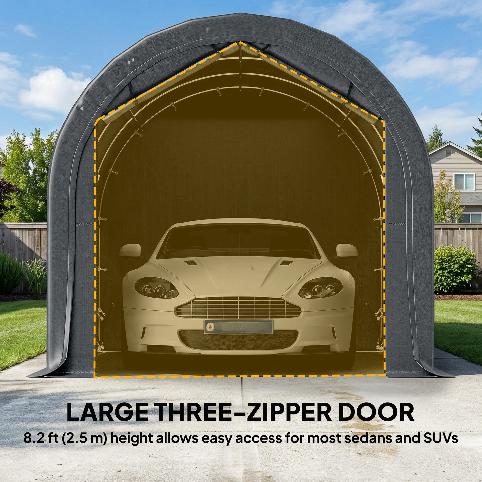 10' x 19' Heavy Duty Carport Portable Garage - Dark Grey-Patio & Garden > Wedding & Events Tents > Car Shelters-DECOROLALA