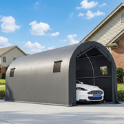 10' x 19' Heavy Duty Carport Portable Garage - Dark Grey-Patio & Garden > Wedding & Events Tents > Car Shelters-DECOROLALA