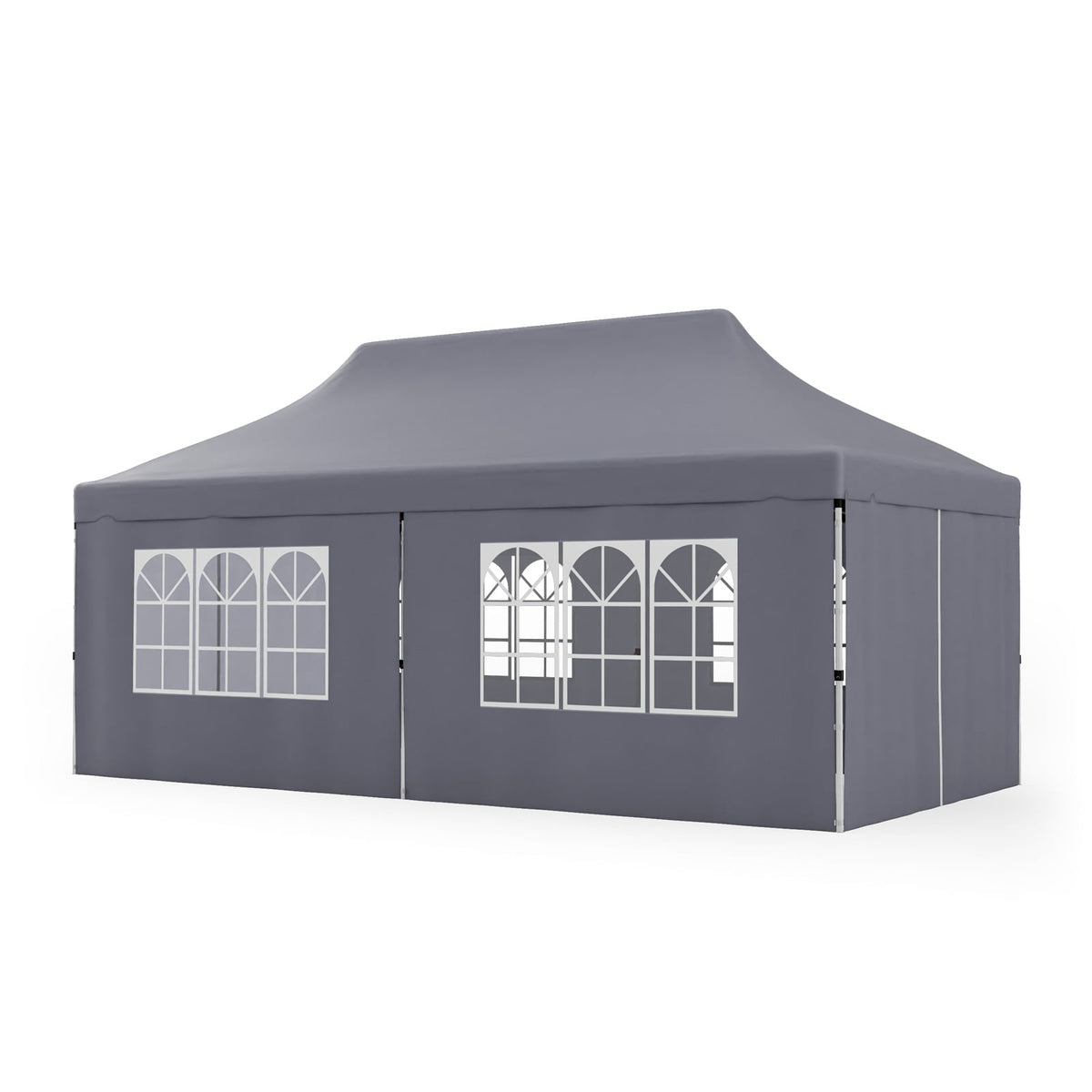 10 x 20 FT Pop up Canopy with 6 Sidewalls and Windows and Carrying Bag for Party Wedding Picnic-Gray-Canopies-DECOROLALA