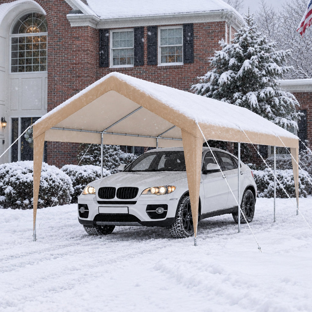 10 x 20 Feet Patio Heavy Duty All-Weather Carport-without Sidewall-Carports-DECOROLALA