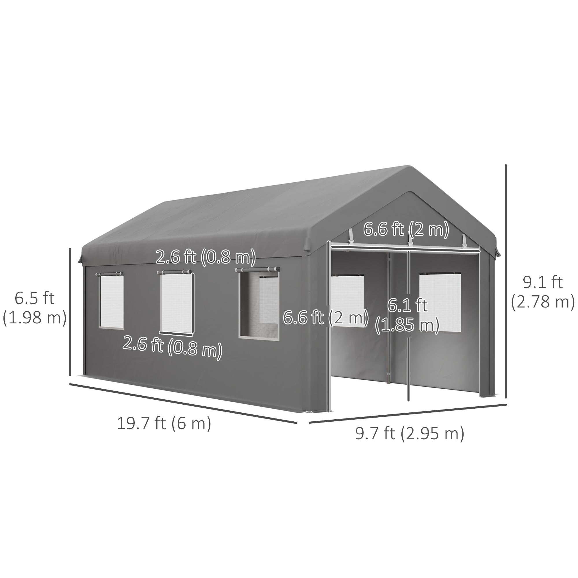 10' x 20' Heavy Duty Carport Portable Garage Light Grey-Patio & Garden > Wedding & Events Tents > Car Shelters-DECOROLALA