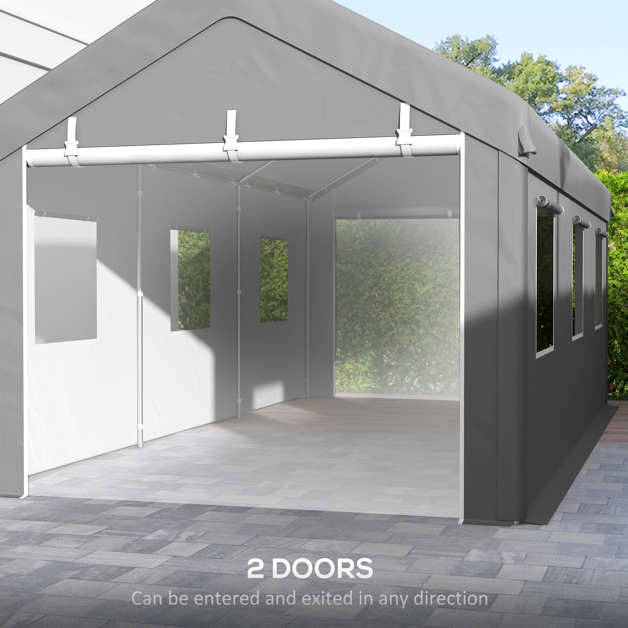 10' x 20' Heavy Duty Carport Portable Garage Light Grey-Patio & Garden > Wedding & Events Tents > Car Shelters-DECOROLALA