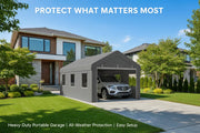 10' x 20' Heavy Duty Carport Portable Garage Light Grey-Patio & Garden > Wedding & Events Tents > Car Shelters-DECOROLALA