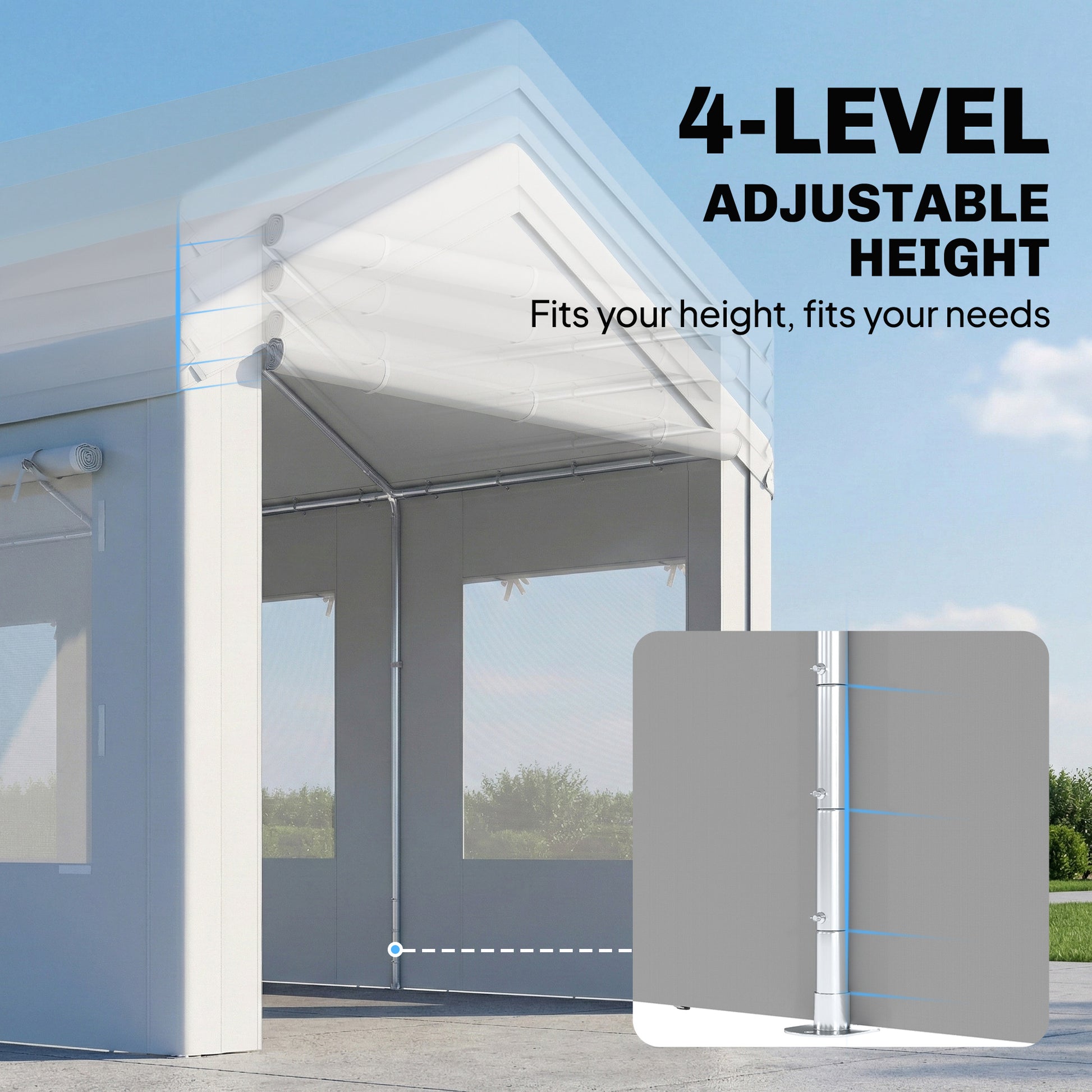 10' x 20' Heavy Duty Carport - White Portable Garage Tent-Patio & Garden > Wedding & Events Tents > Car Shelters-DECOROLALA