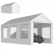 10' x 20' Heavy Duty Carport - White Portable Garage Tent-Patio & Garden > Wedding & Events Tents > Car Shelters-DECOROLALA