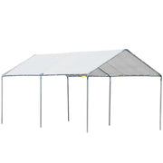 10' x 20' Heavy Duty Galvanized Carport Canopy - White-DECOROLALA