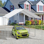10' x 20' Heavy Duty Galvanized Carport Canopy - White-DECOROLALA