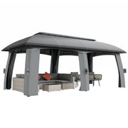 10' x 20' Patio Gazebo with Netting - Dark Grey-Gazebos-DECOROLALA