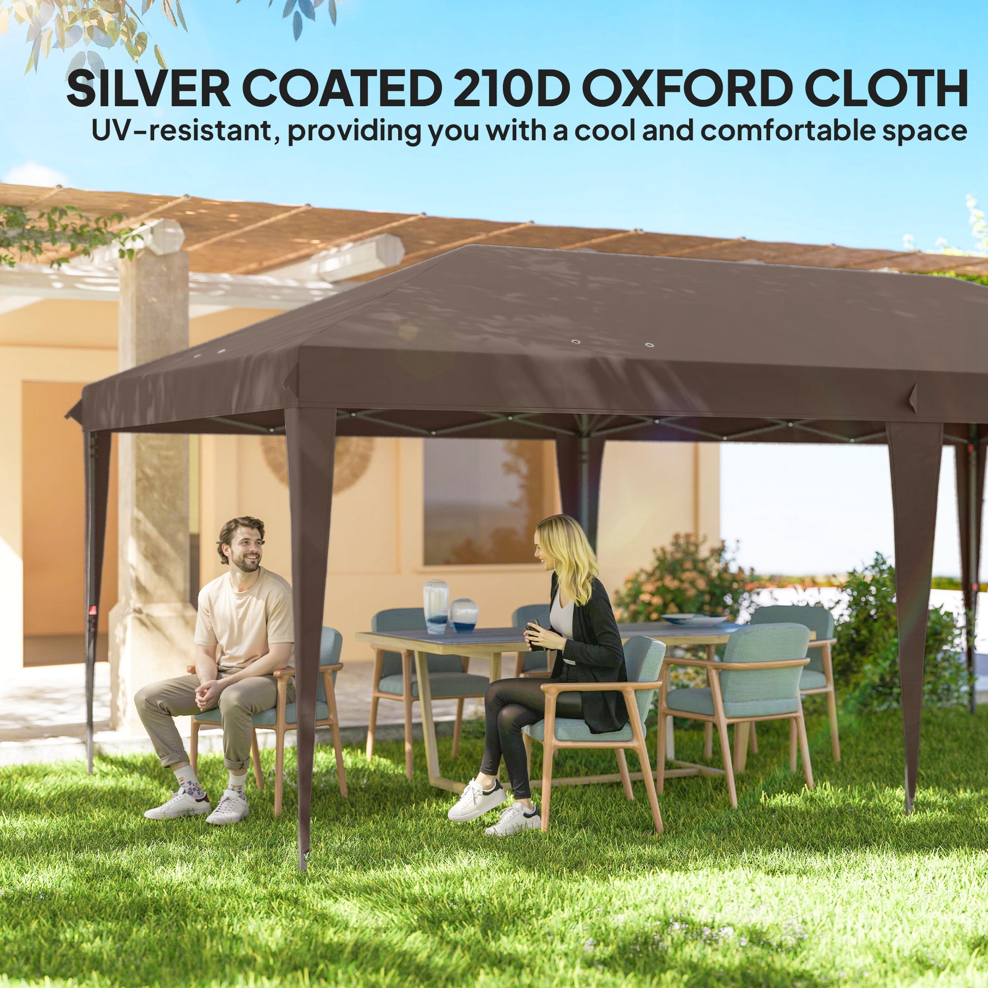 10' x 20' Pop Up Canopy Tent - Coffee w/ Bag-DECOROLALA