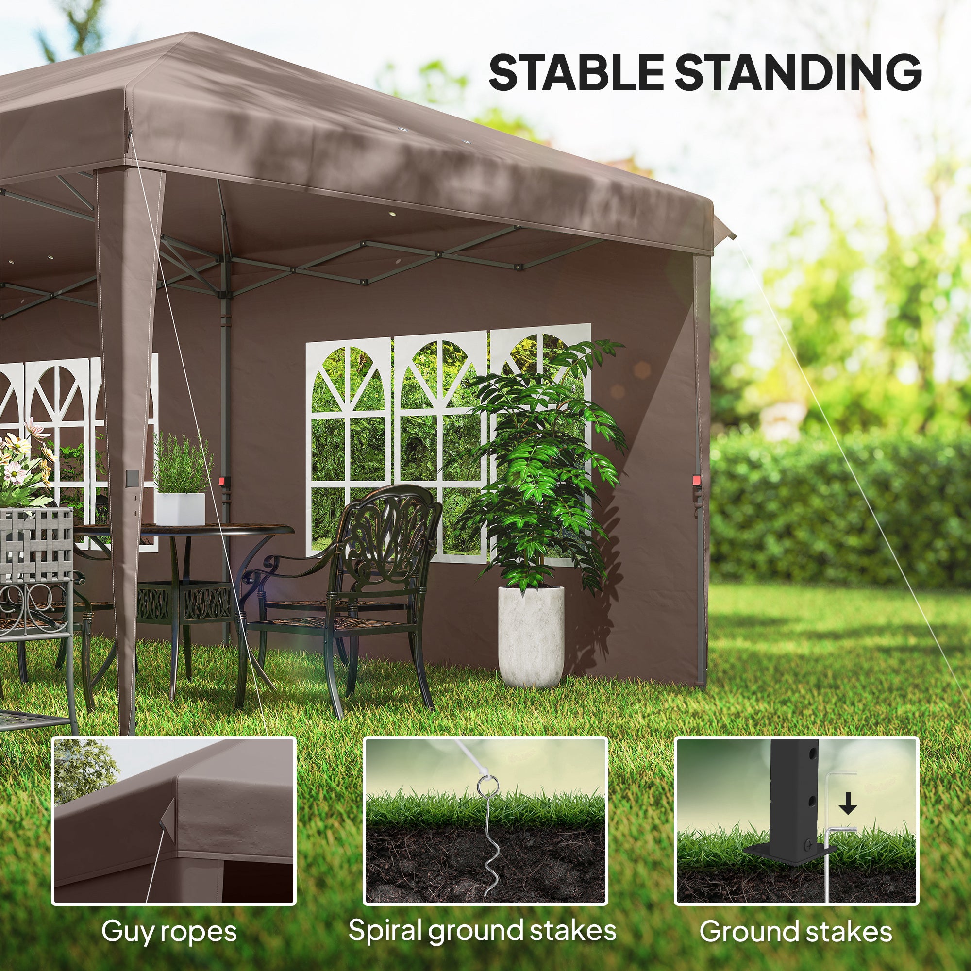 10' x 20' Pop Up Canopy Tent - Coffee w/ Bag-DECOROLALA