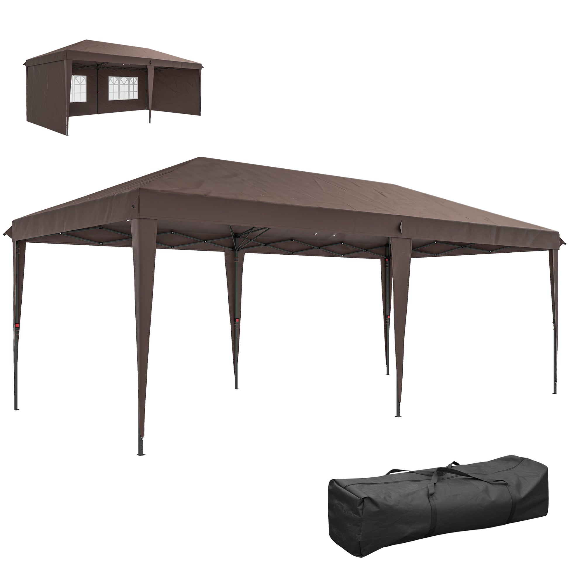 10' x 20' Pop Up Canopy Tent - Coffee w/ Bag-DECOROLALA