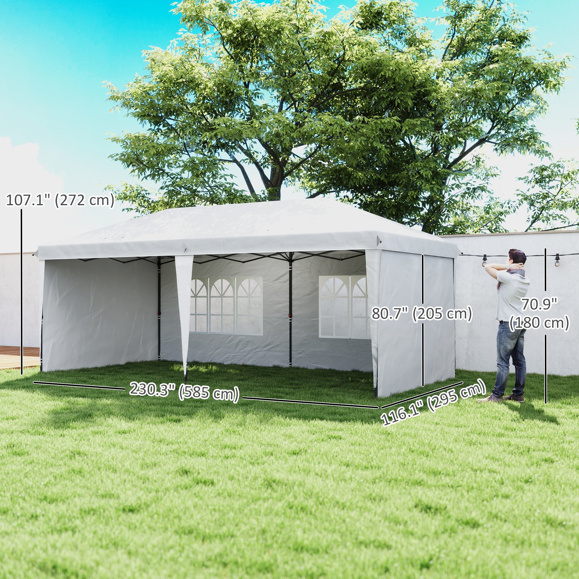 10' x 20' Pop Up Canopy Tent White w/ Sidewalls-DECOROLALA