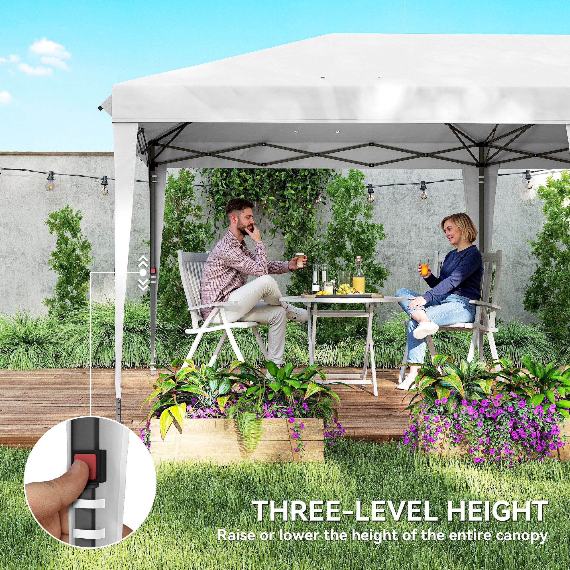10' x 20' Pop Up Canopy Tent White w/ Sidewalls-DECOROLALA