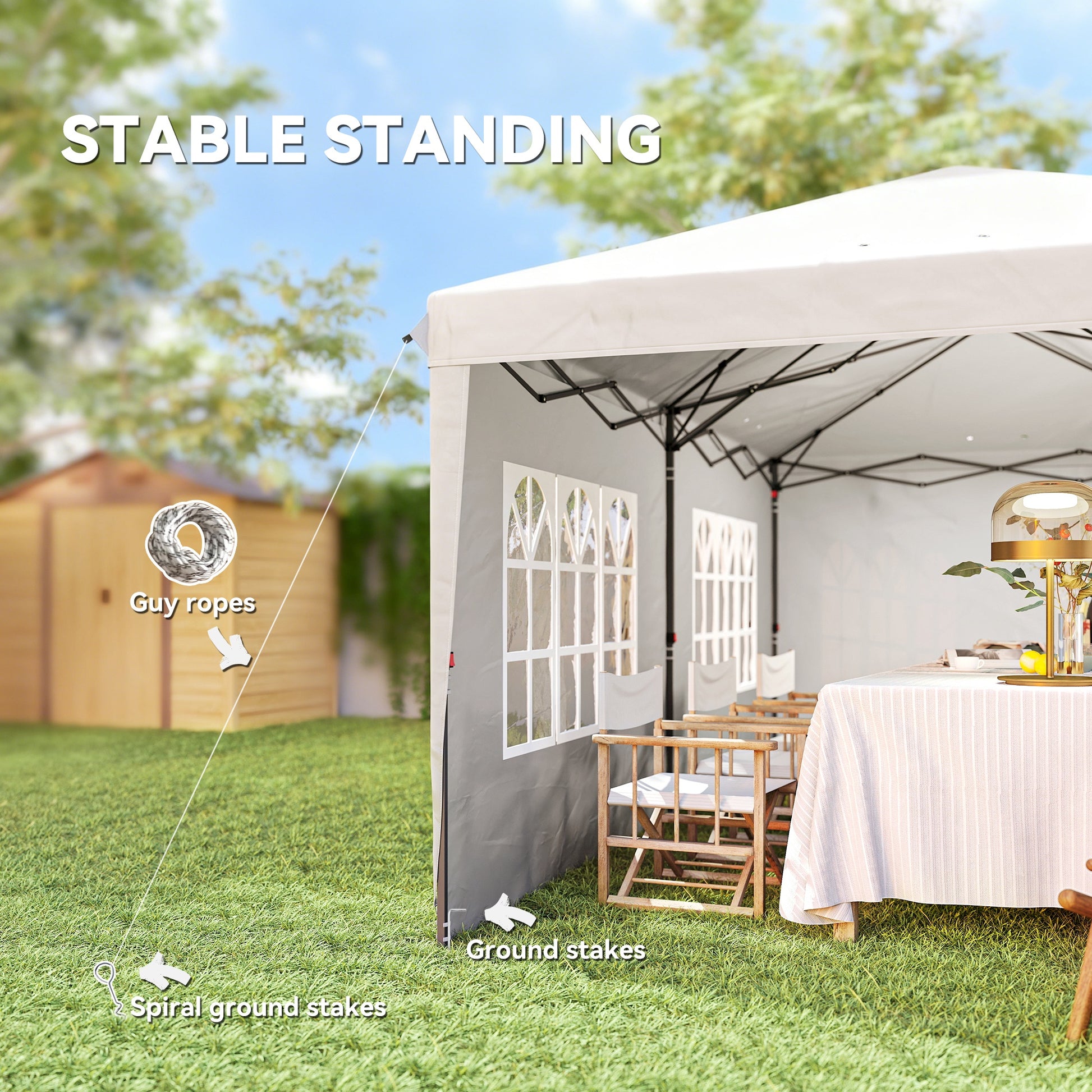 10' x 20' Pop Up Canopy Tent White w/ Sidewalls-DECOROLALA