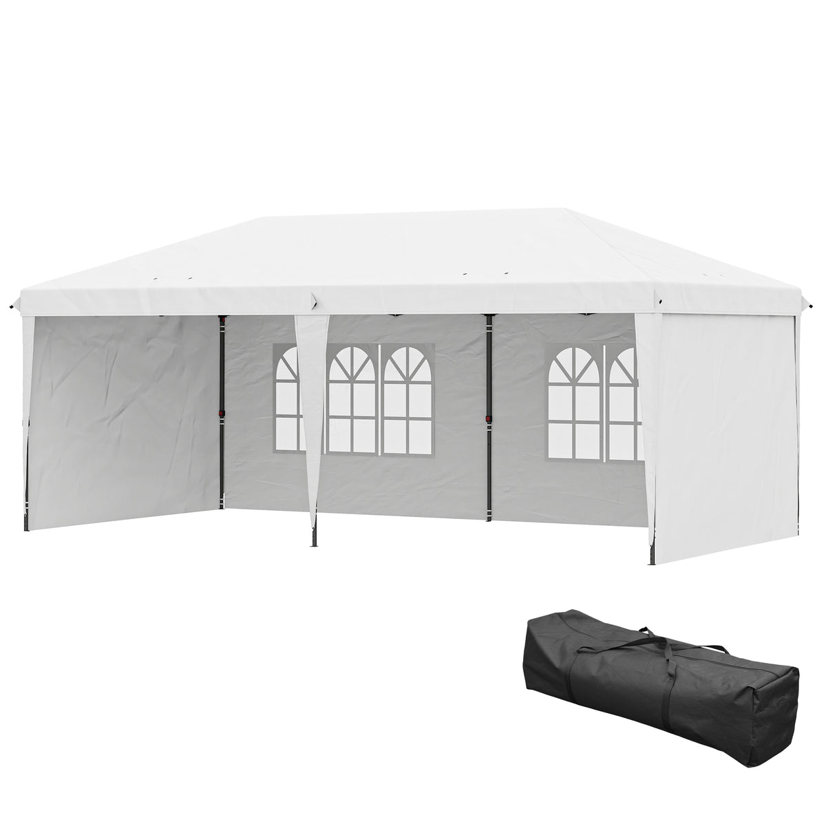10' x 20' Pop Up Canopy Tent White w/ Sidewalls-Pop-Up Canopies-DECOROLALA