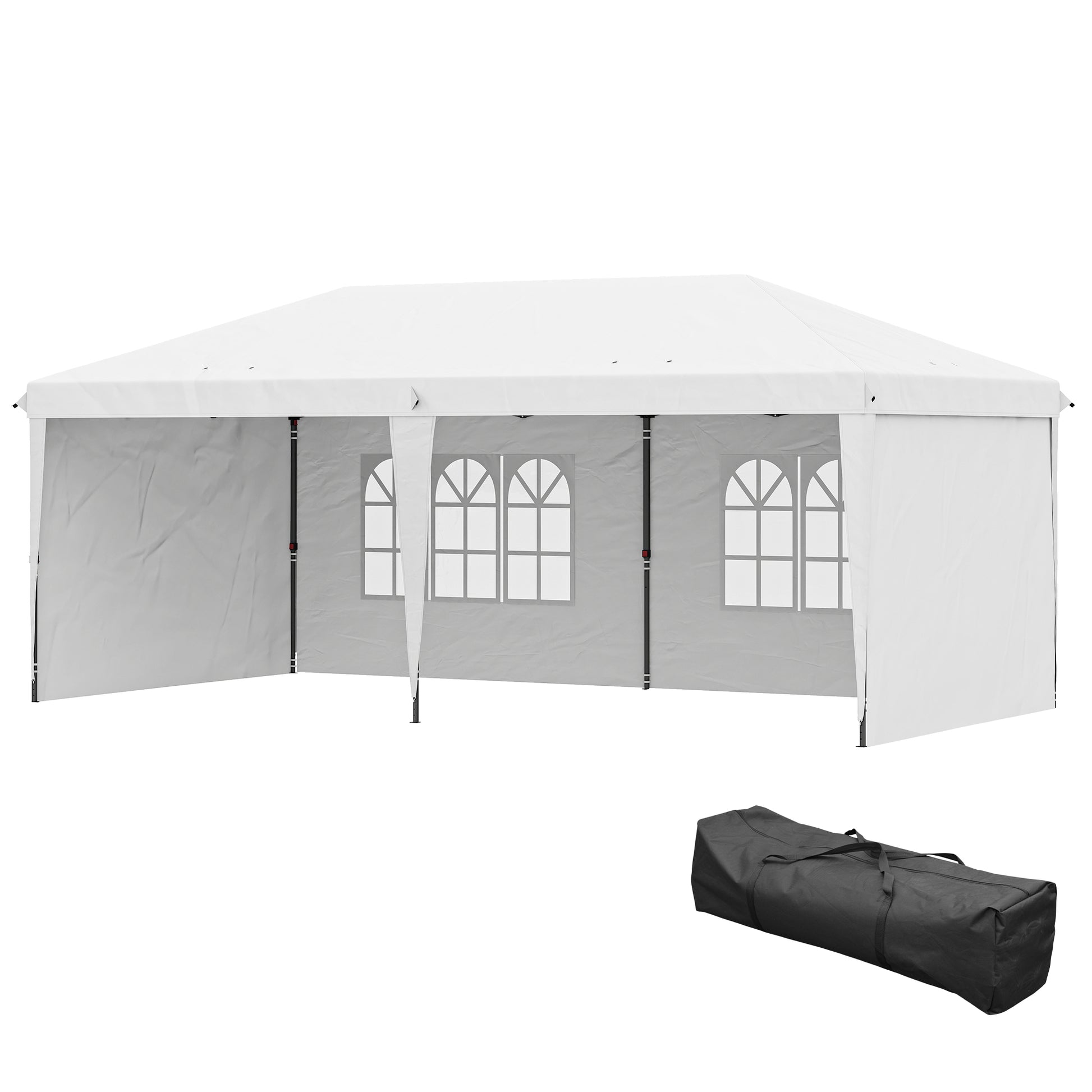10' x 20' Pop Up Canopy Tent White w/ Sidewalls-DECOROLALA