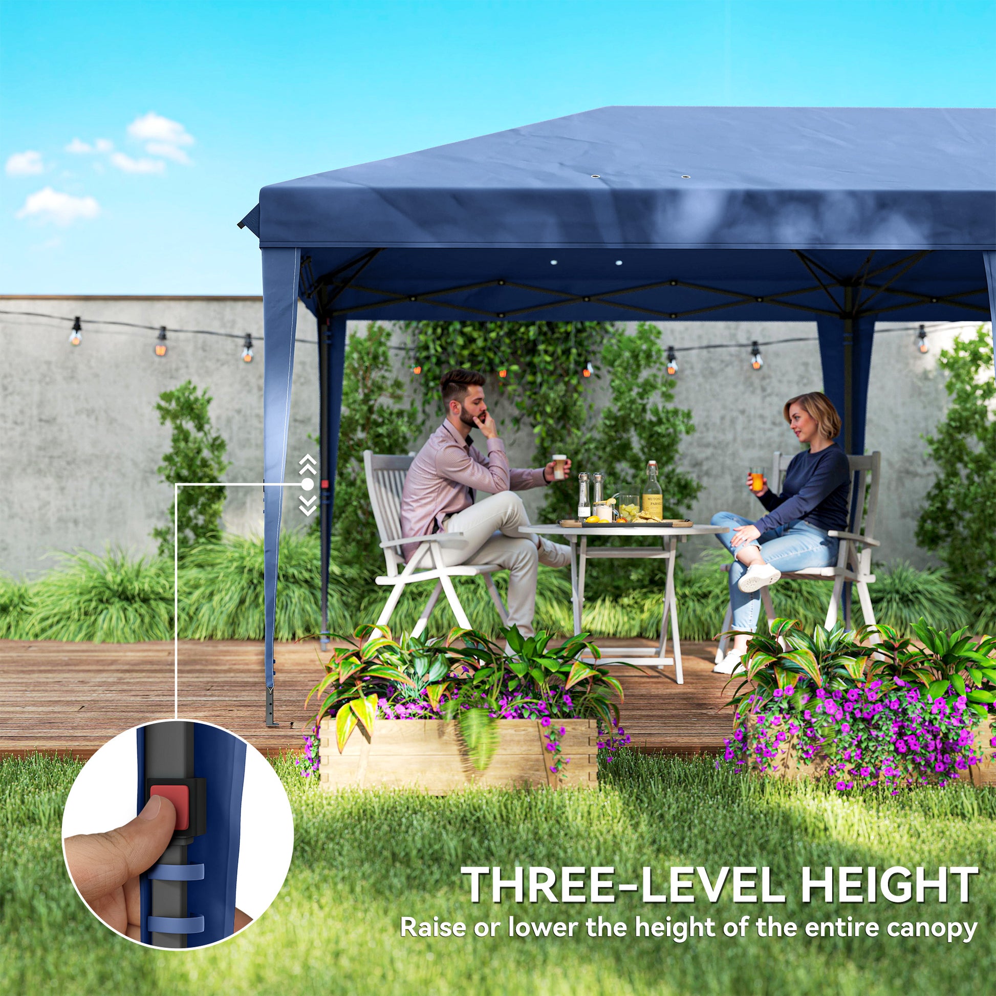 10' x 20' Pop Up Canopy Tent w/ Sidewalls Blue-DECOROLALA