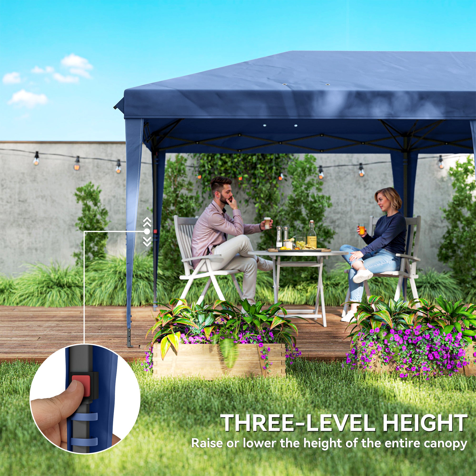 10' x 20' Pop Up Canopy Tent w/ Sidewalls Blue-DECOROLALA