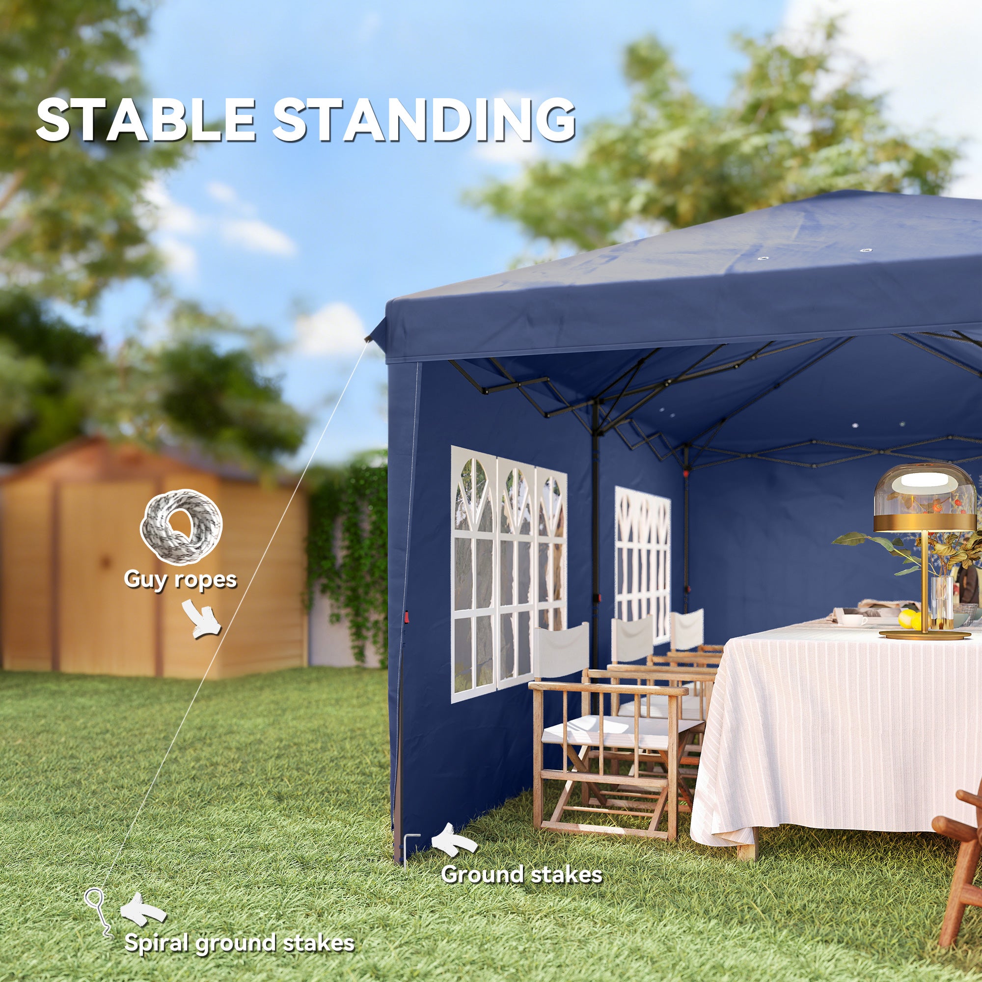 10' x 20' Pop Up Canopy Tent w/ Sidewalls Blue-DECOROLALA