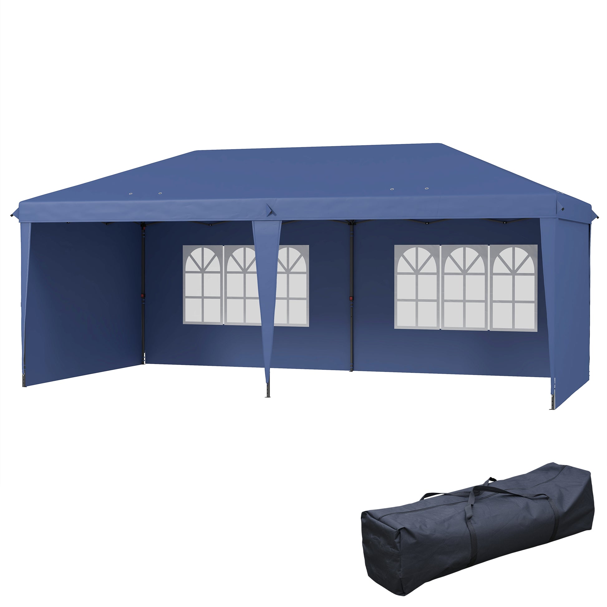 10' x 20' Pop Up Canopy Tent w/ Sidewalls Blue-DECOROLALA