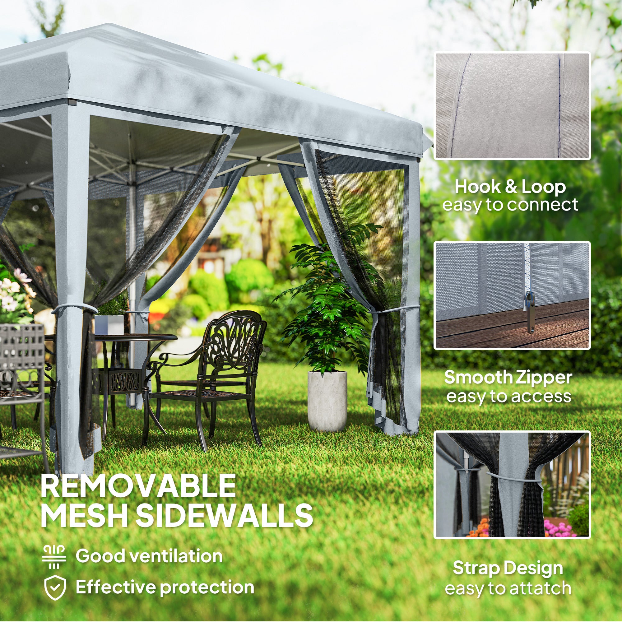 10' x 20' Pop Up Canopy Tent with Mesh Sidewalls Grey-DECOROLALA