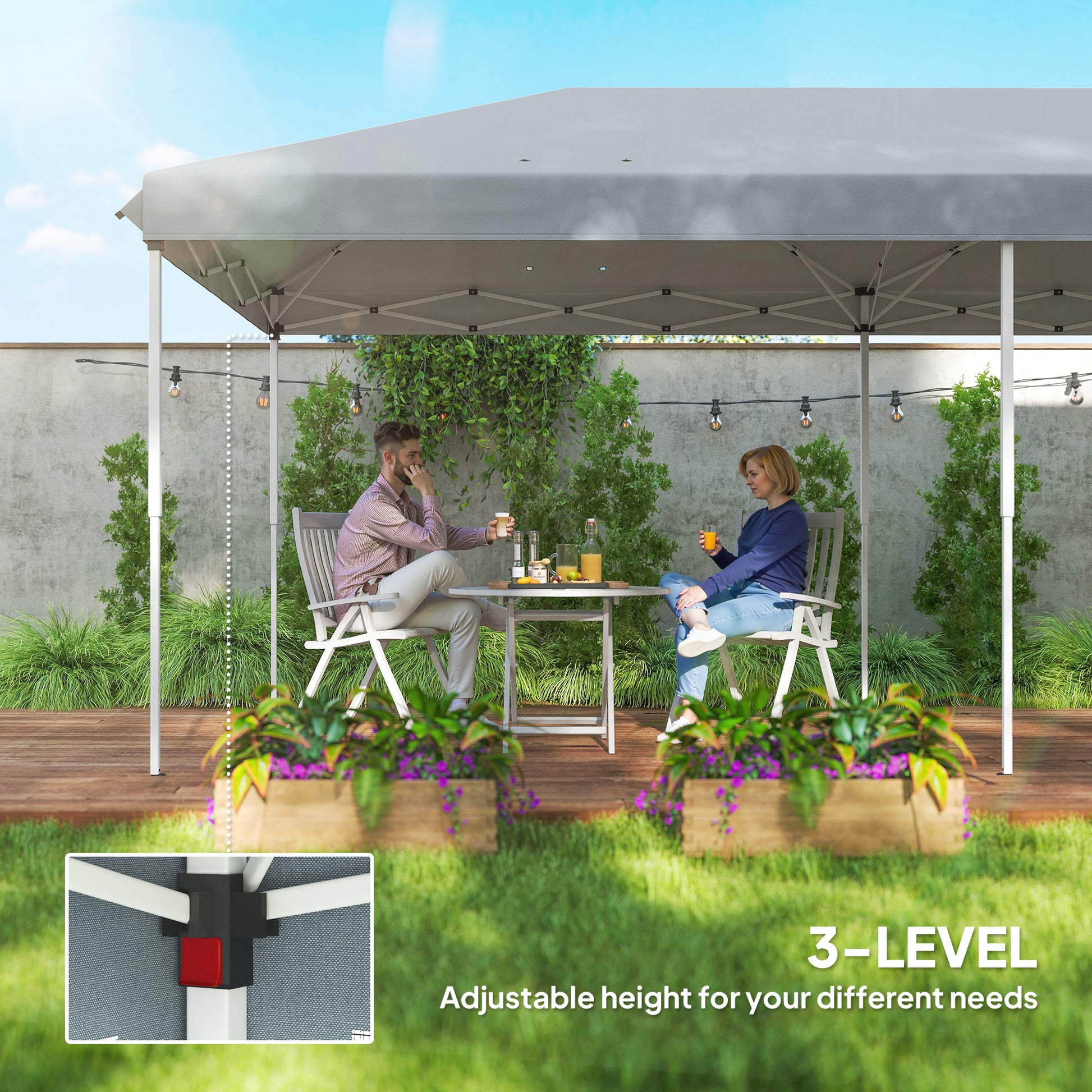 10' x 20' Pop Up Canopy Tent with Mesh Sidewalls Grey-DECOROLALA
