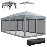 10' x 20' Pop Up Canopy Tent with Mesh Sidewalls Grey-DECOROLALA