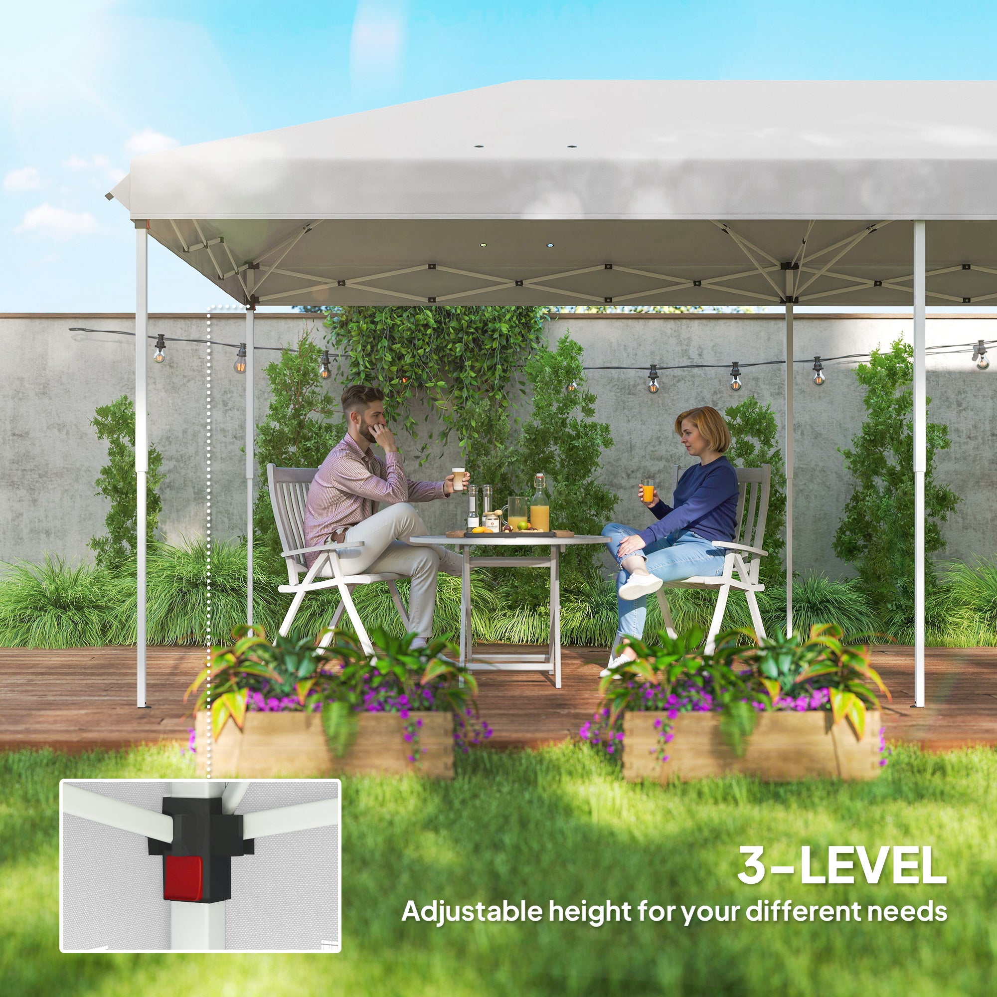 10' x 20' Pop Up Canopy Tent with Mesh Sidewalls - White-DECOROLALA