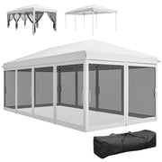 10' x 20' Pop Up Canopy Tent with Mesh Sidewalls - White-DECOROLALA