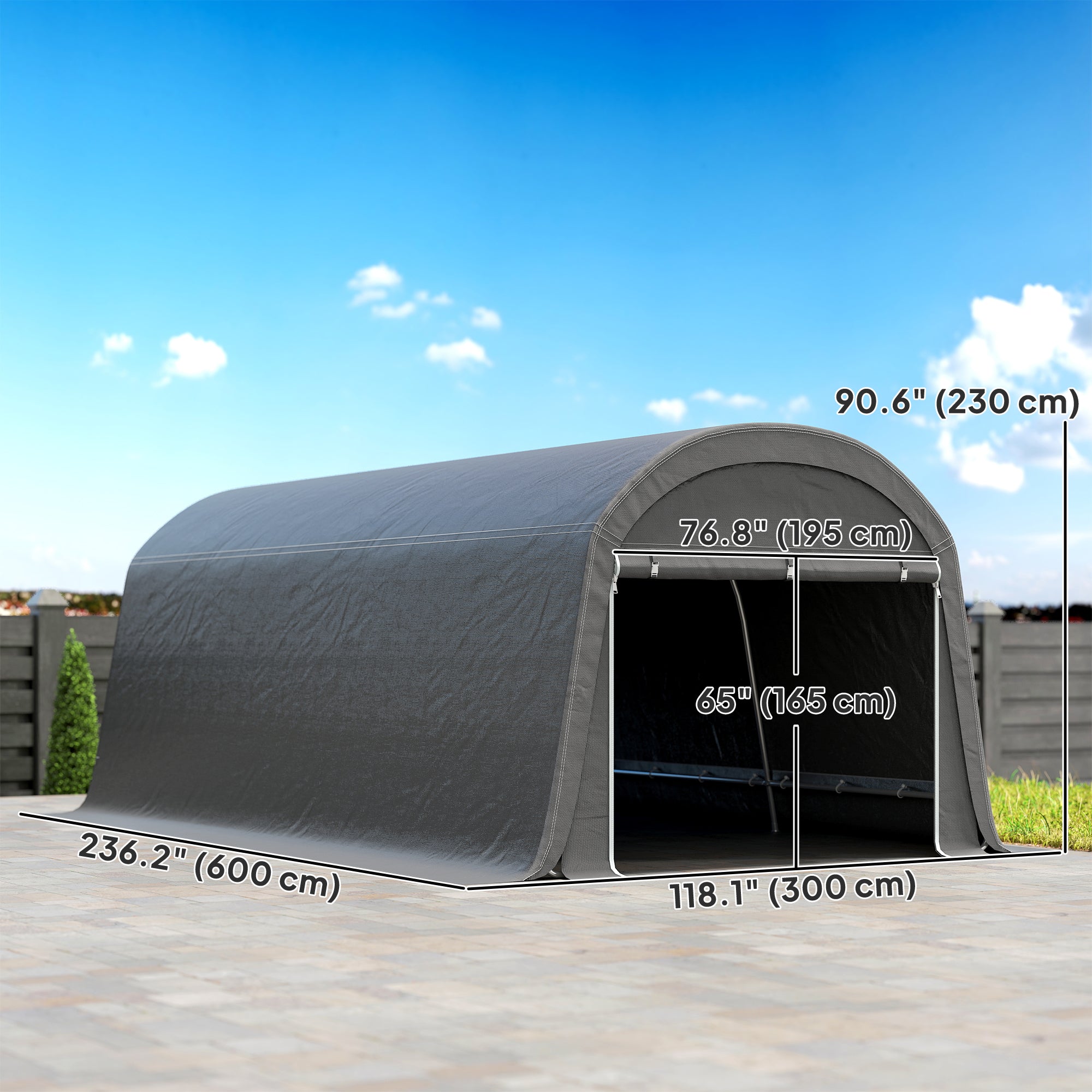 10' x 20' Portable Storage Shed & Motorcycle Tent - Dark Grey-DECOROLALA
