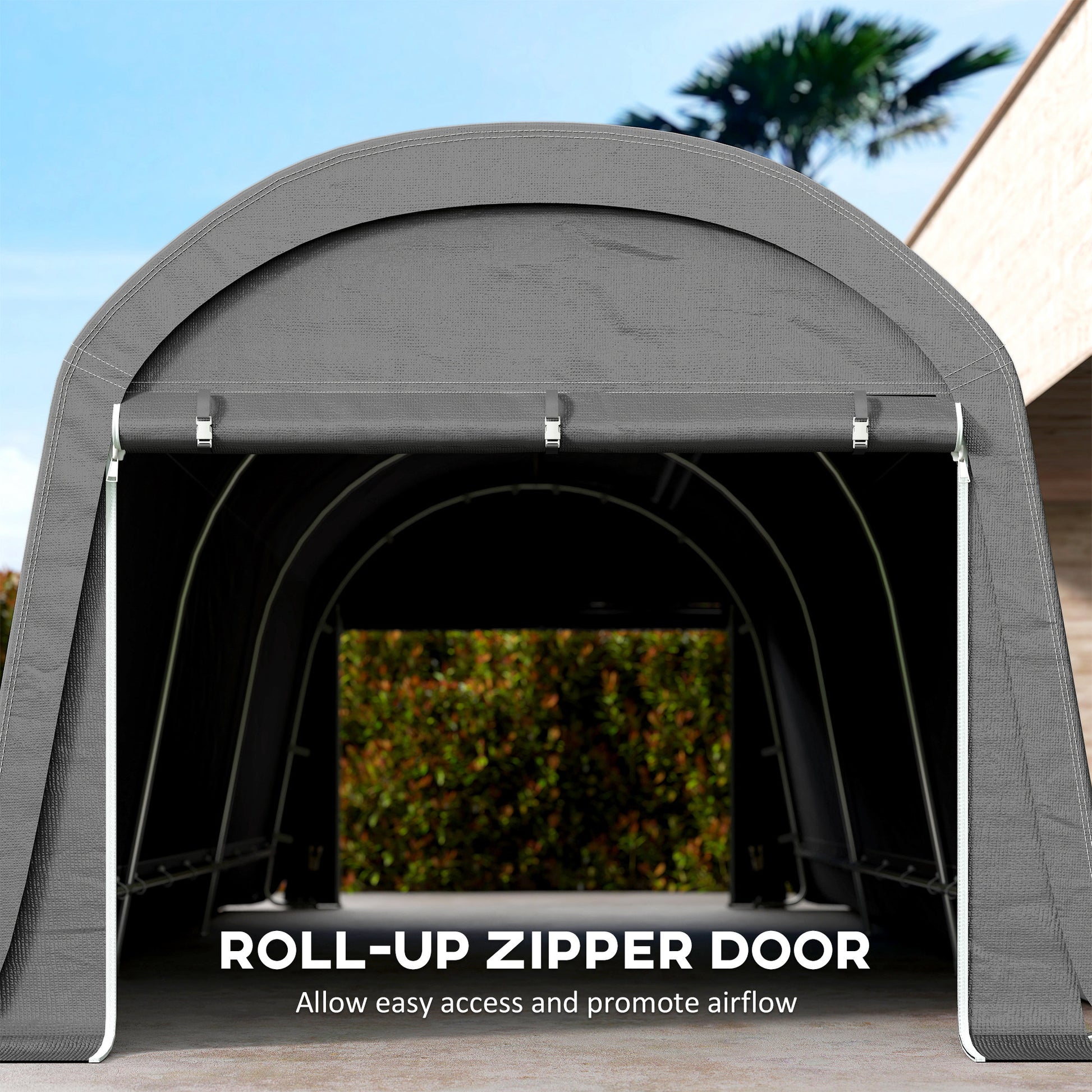 10' x 20' Portable Storage Shed & Motorcycle Tent - Dark Grey-DECOROLALA
