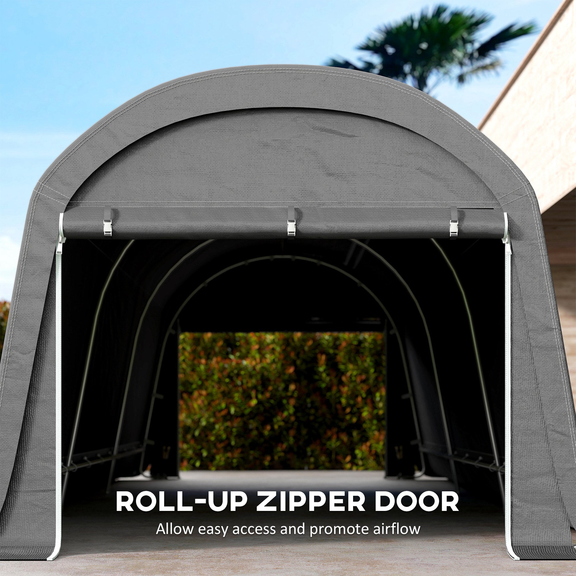 10' x 20' Portable Storage Shed & Motorcycle Tent - Dark Grey-DECOROLALA