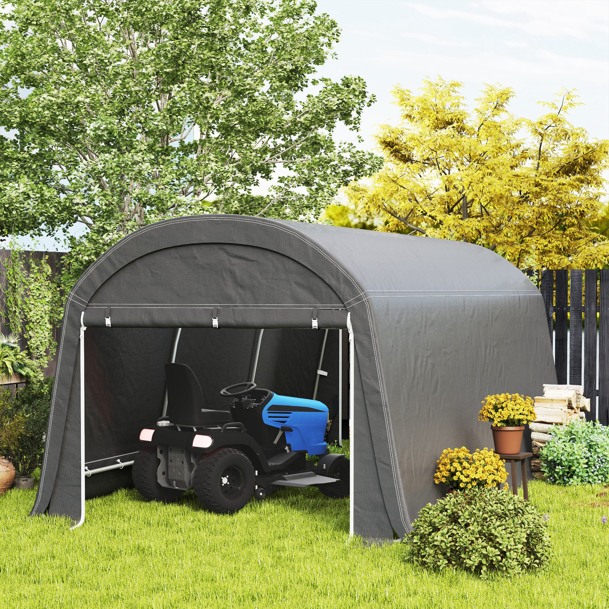 10' x 20' Portable Storage Shed & Motorcycle Tent - Dark Grey-DECOROLALA