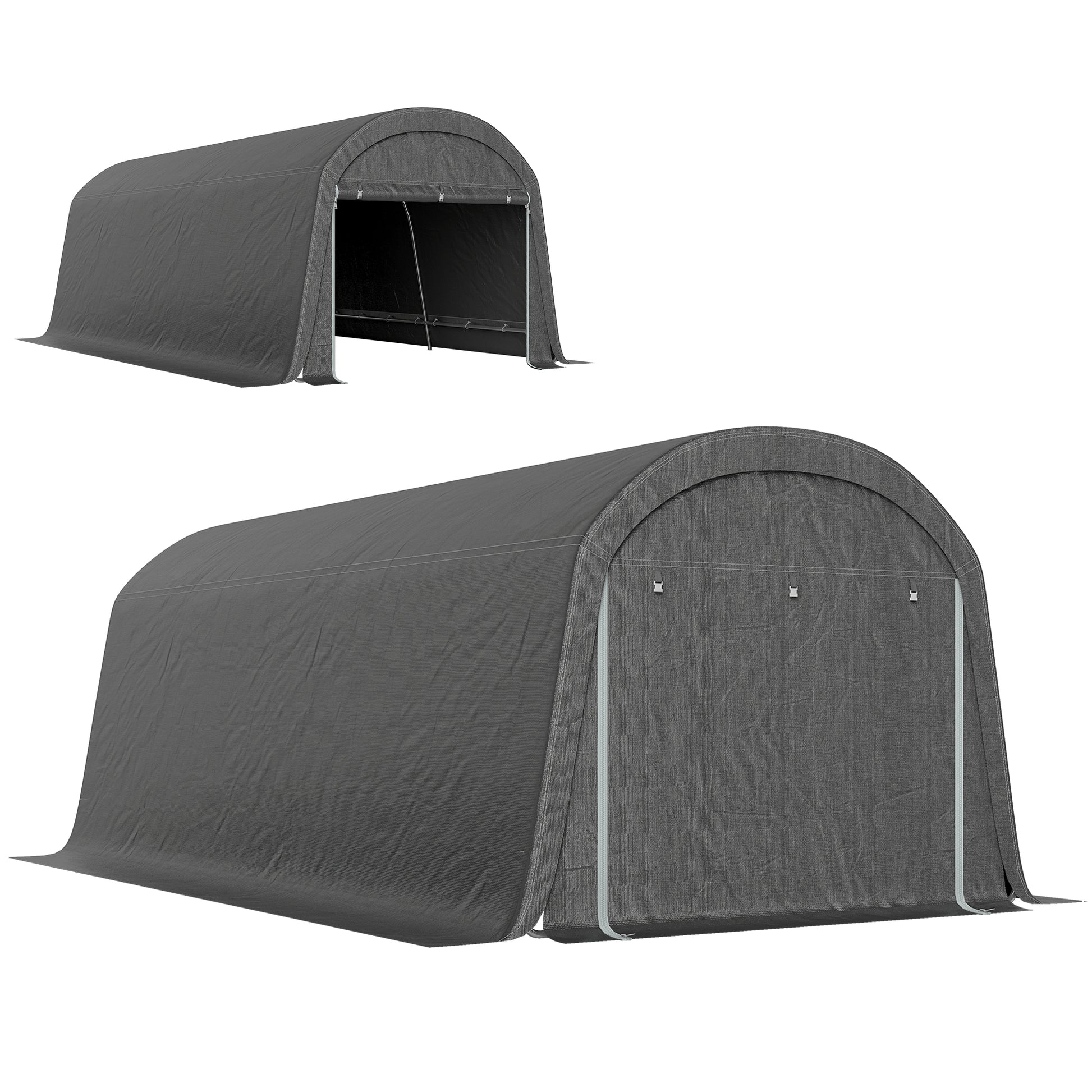 10' x 20' Portable Storage Shed & Motorcycle Tent - Dark Grey-DECOROLALA