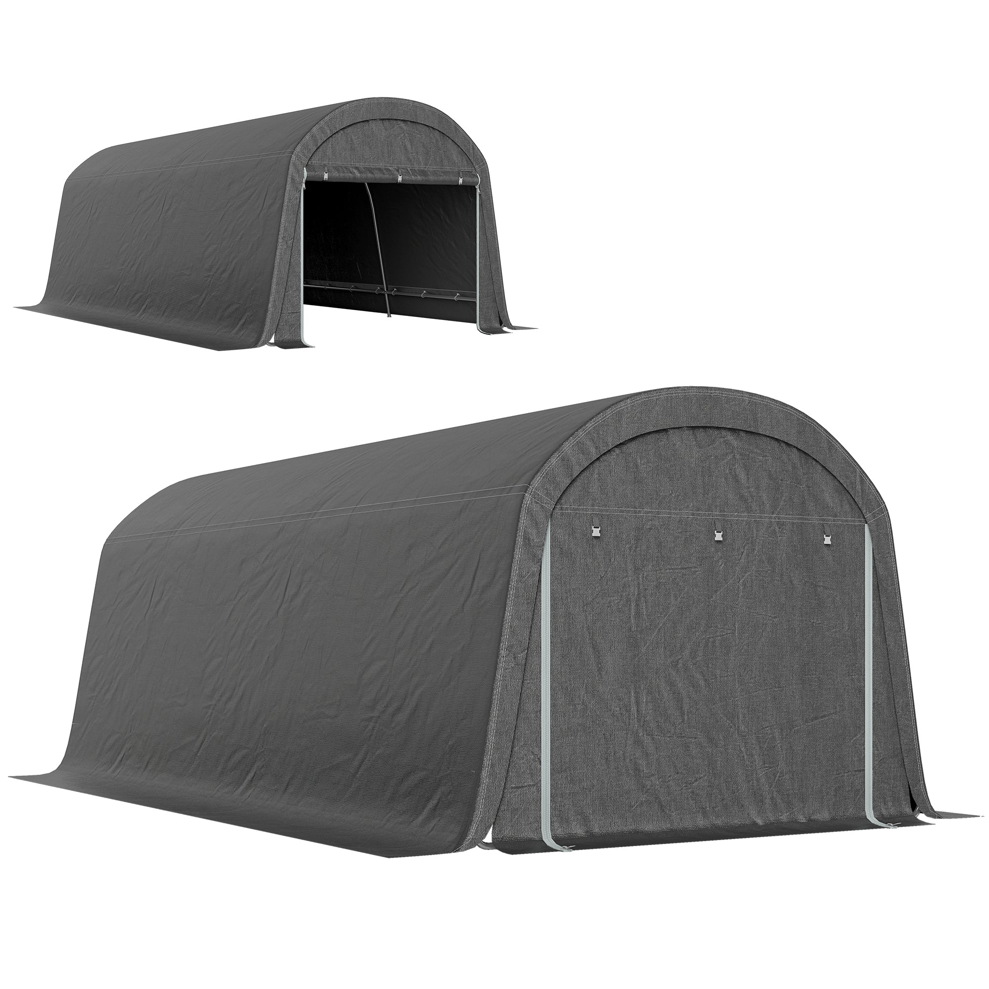 10' x 20' Portable Storage Shed & Motorcycle Tent - Dark Grey-DECOROLALA