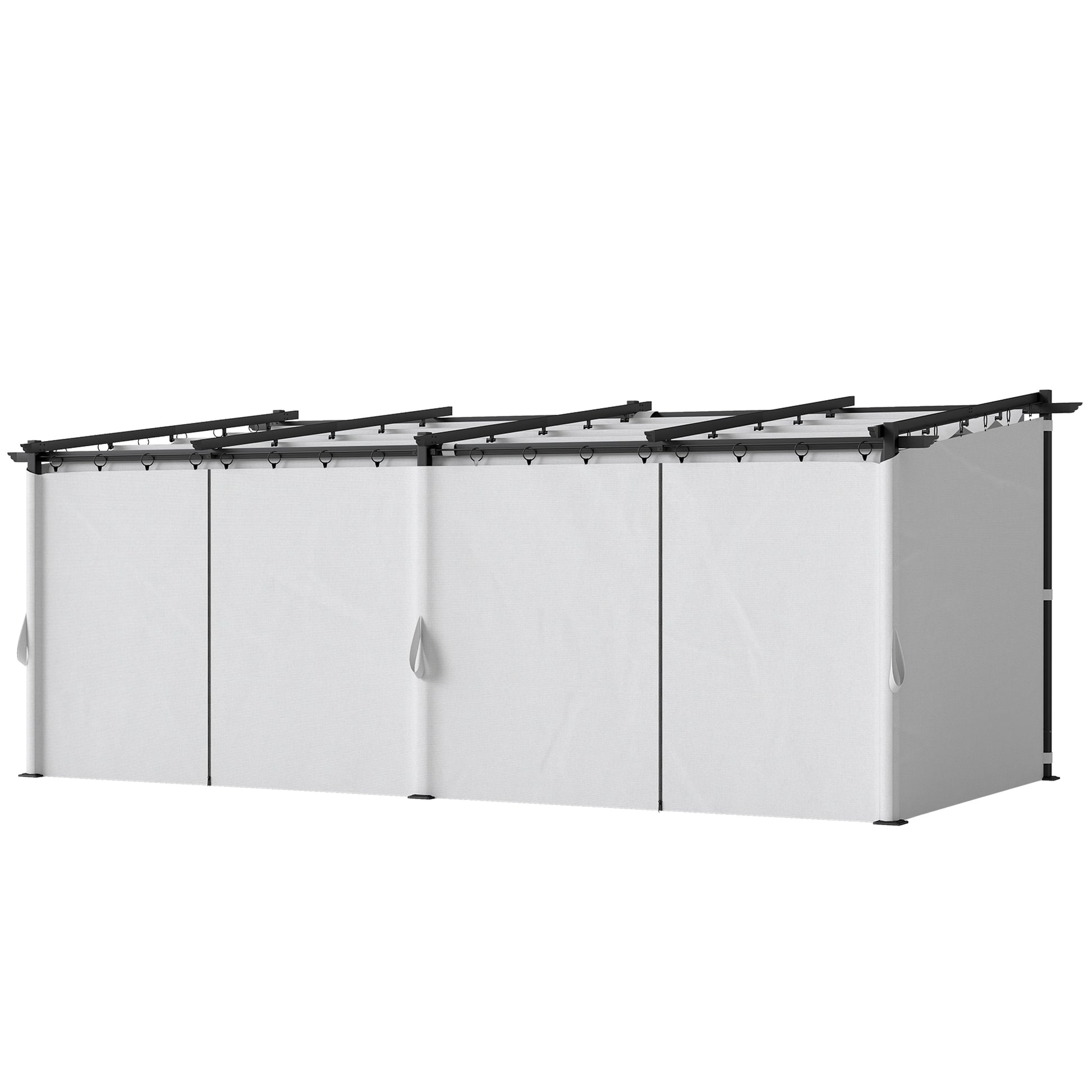 10' x 20' Retractable Pergola with Curtains - Dark Gray-DECOROLALA
