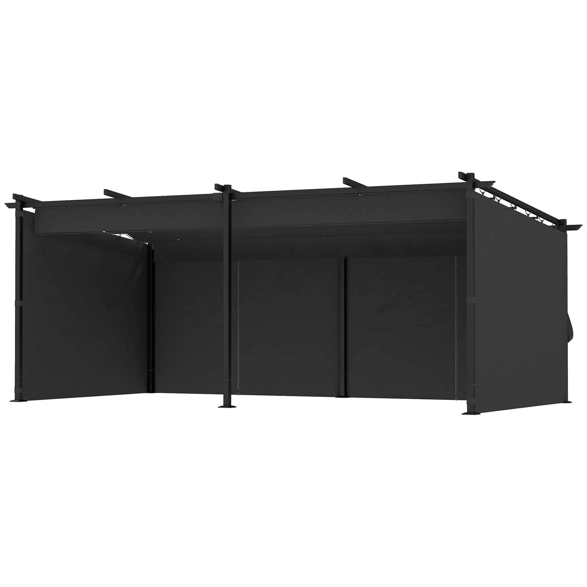 10' x 20' Retractable Pergola with Curtains - Dark Gray-DECOROLALA